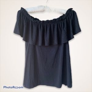 Abercrombie & Fitch Navy Off The Shoulder Ruffle Top Size Small